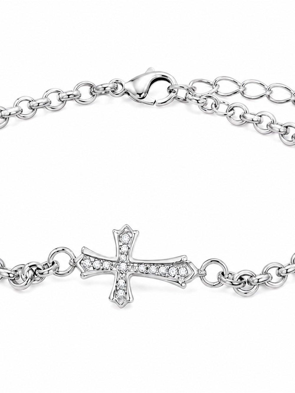 Silver Cross Bracelet, Stainless steel - Unisex Jewelry